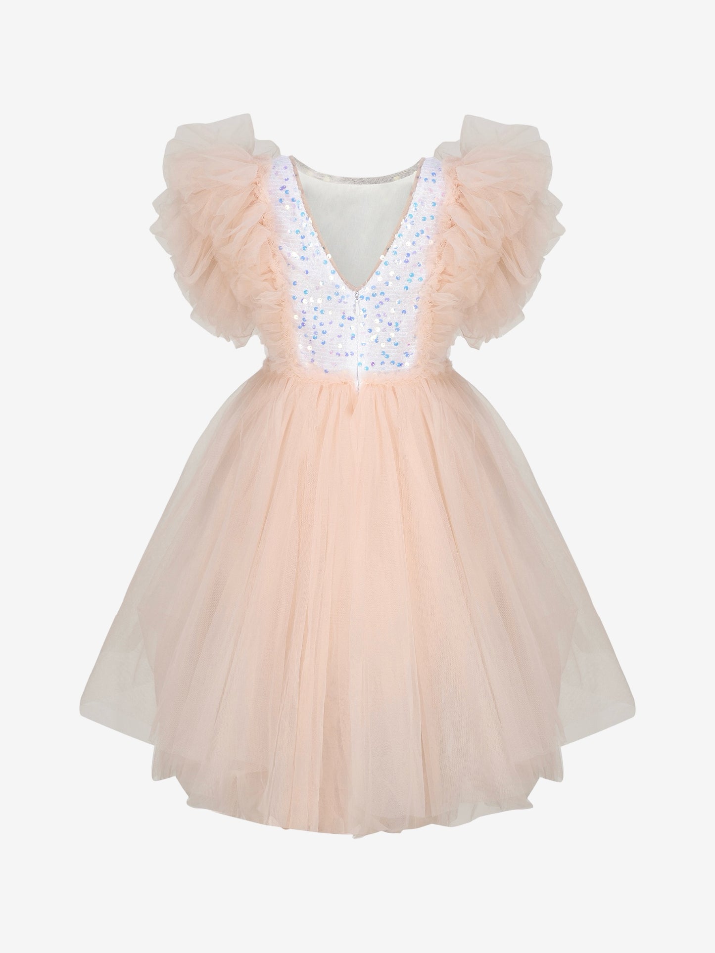 Girls Merida Sequined Tulle Dress In Peach