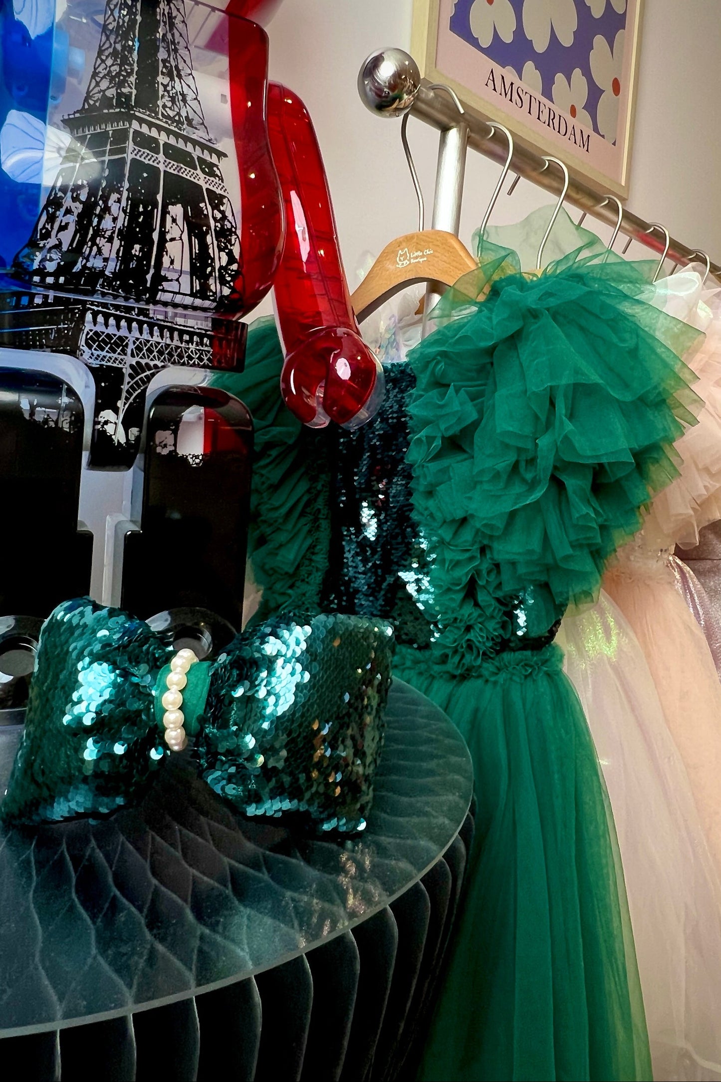 Girls Merida Sequin Tutu Green Emerald Dress