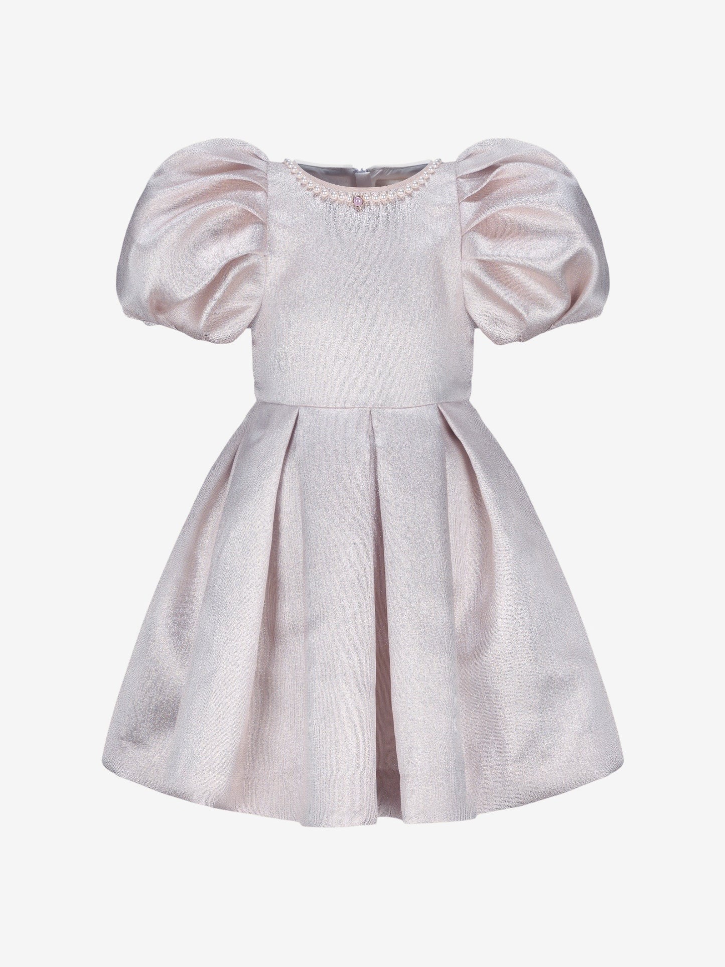 Girls Aurora Puff Sleeve Dress With Pearls