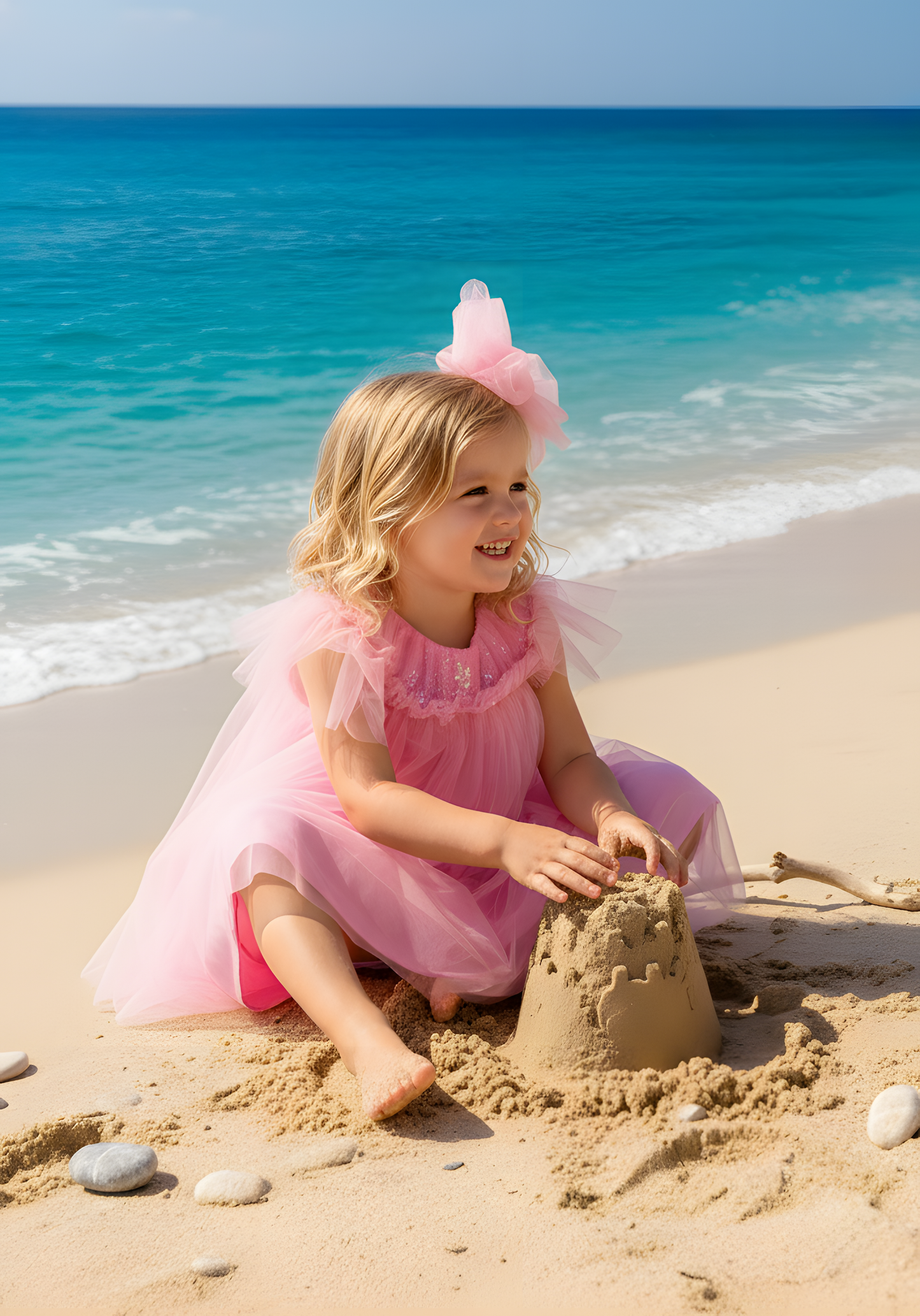 Baby Girls Rose Tulle Sequin Dress