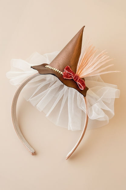 Crystal Party Hat Silk Hairband With Feather