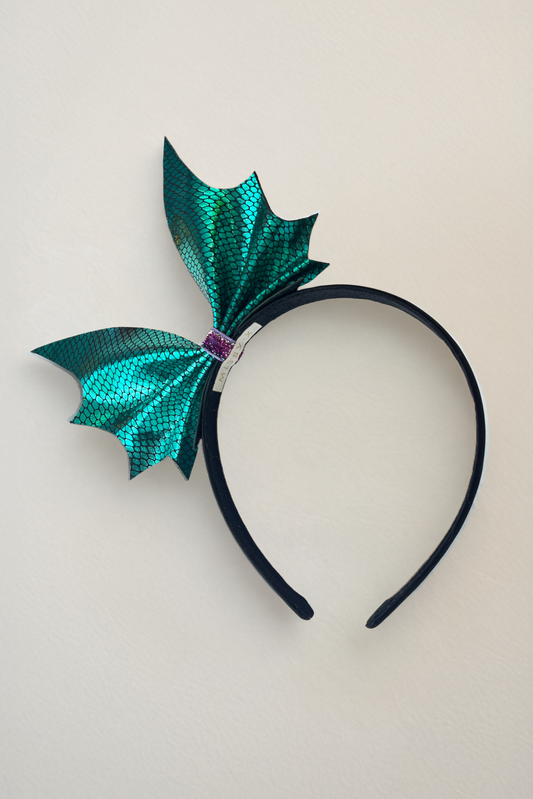 Baby Girls Leather Bat-wing Hairband Emerald Green