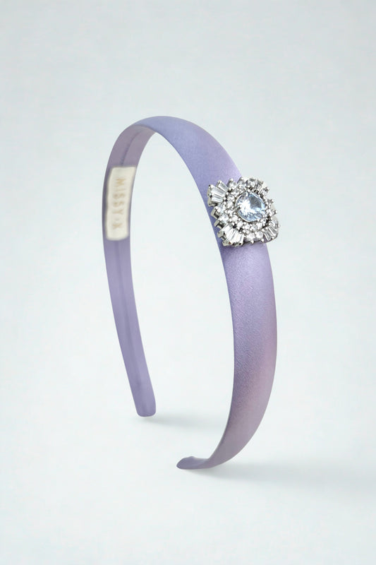 Girls Crystal Mulberry Silk Hairband Dark Purple