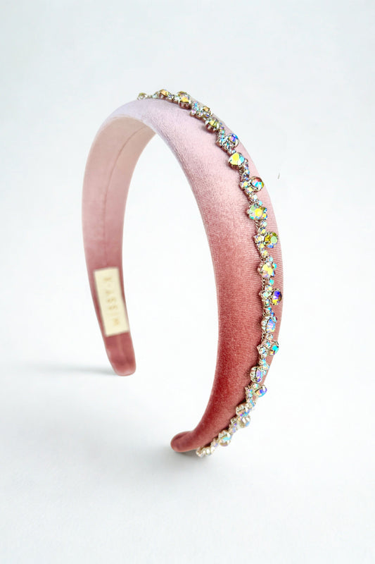 Girls Velvet Crystal Pink Hairband