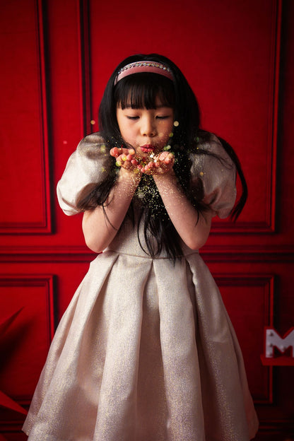 Girls Aurora Puff Sleeve Pearl Dress