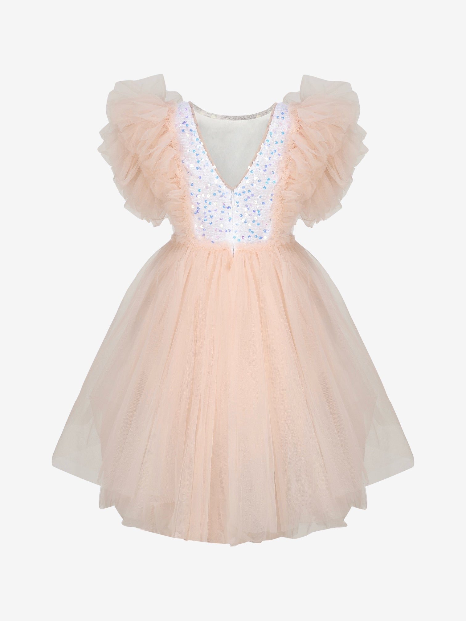 Girls Merida Sequined Tulle Dress In Peach