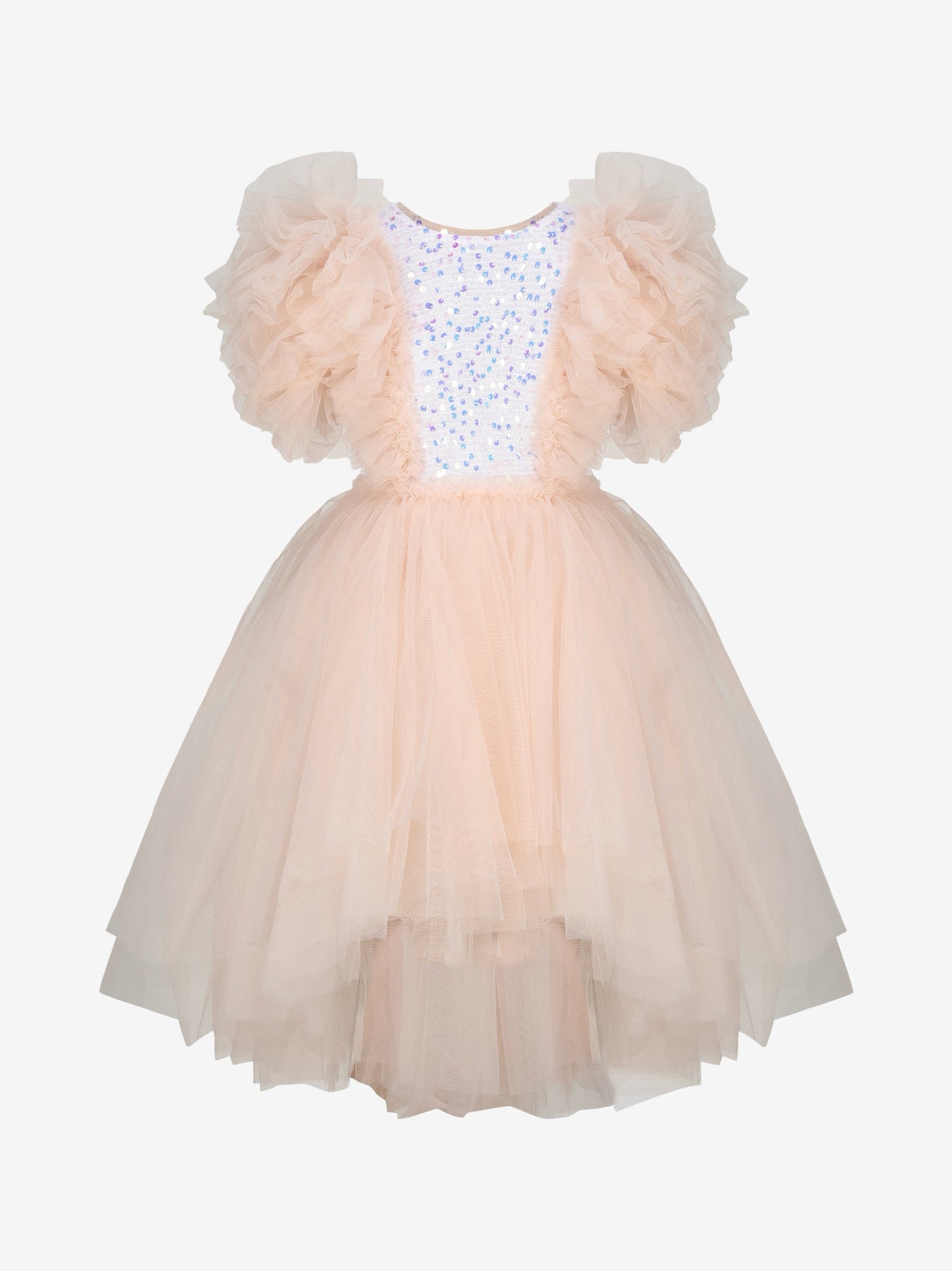Girls Merida Sequined Tulle Dress In Peach