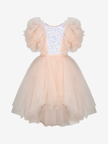 Girls Merida Sequined Tulle Dress In Peach