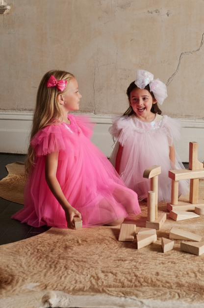Baby Girls Bell Sequin Tulle Hot Pink Dress Top