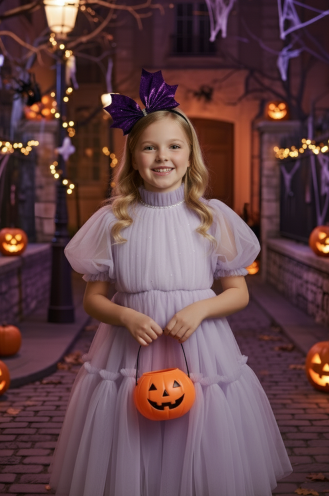 Girls Leather Bat-wing Crystal Hairband  Rumi Purple