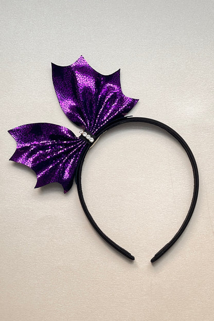 Girls Leather Bat-wing Crystal Hairband  Rumi Purple