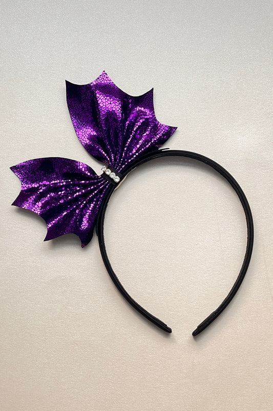 Girls Leather Bat-wing Crystal Hairband  Rumi Purple