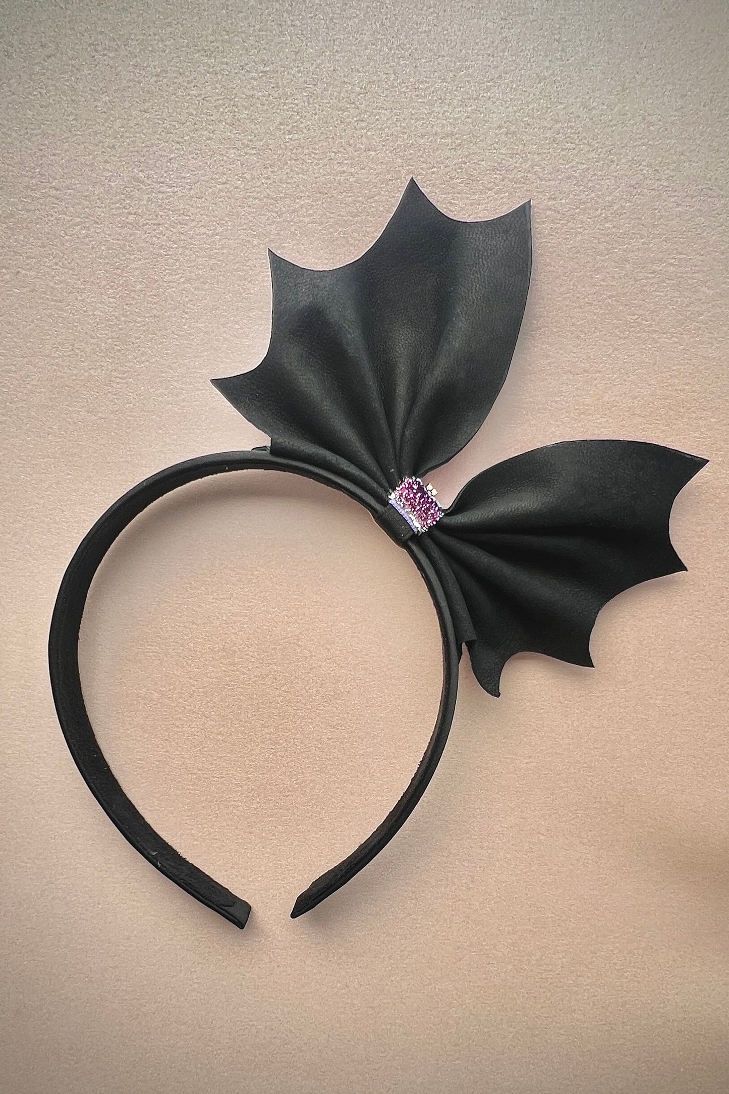Girls Leather Bat-wing Crystal Hairband  Rumi Purple