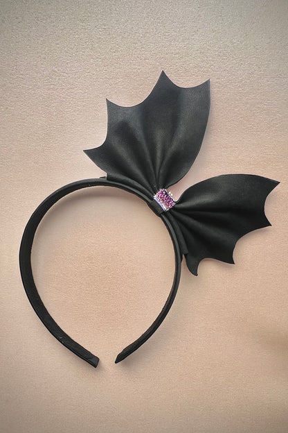 Girls Leather Bat-wing Crystal Hairband  Rumi Purple