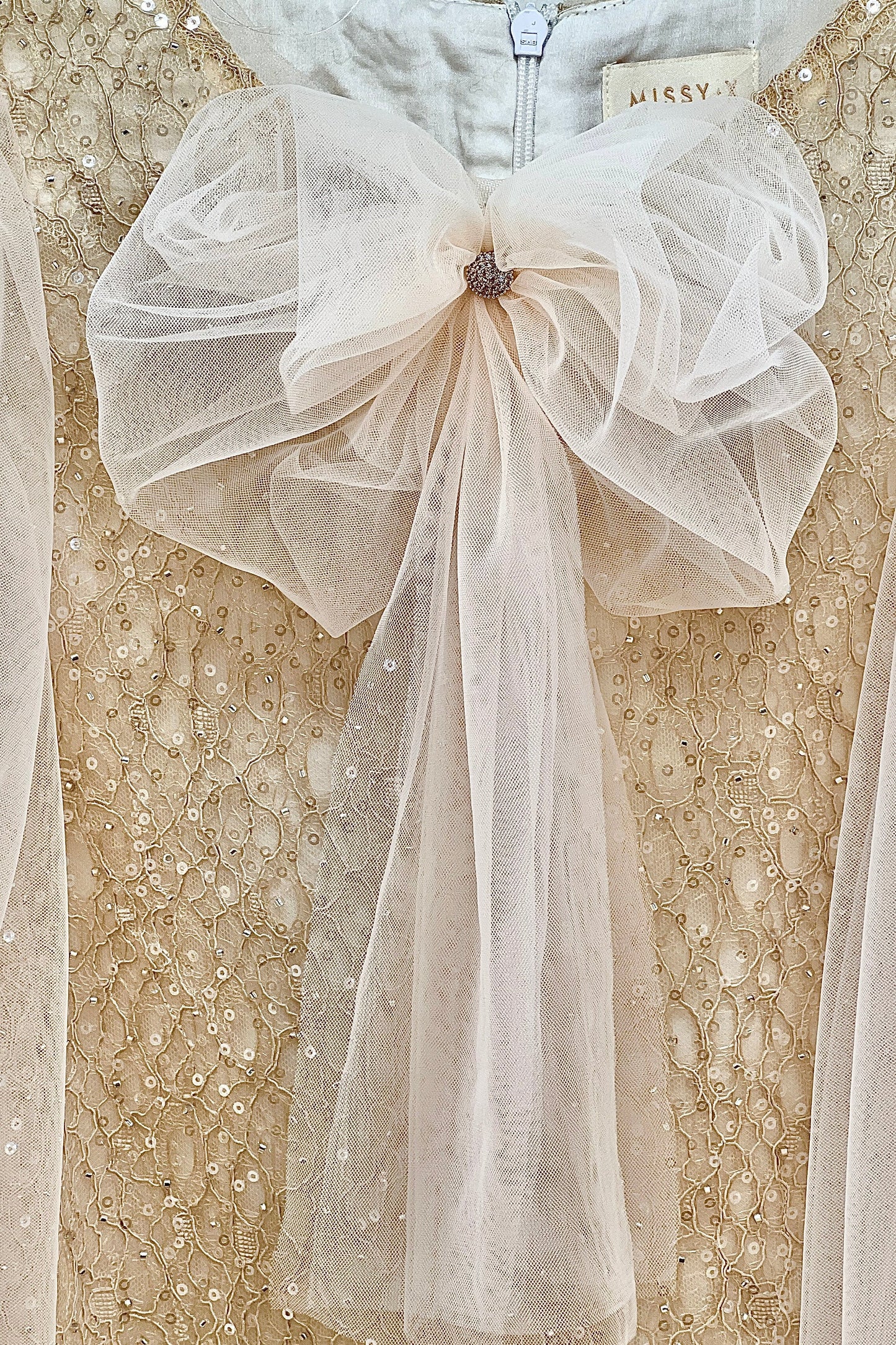 Girls Bishop Tulle Long Sleeve Lace Dress With Detachable Brooch