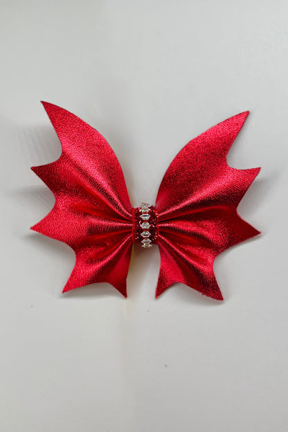 Girls Premium Leather Butterfly Hair Clip Ruby Red