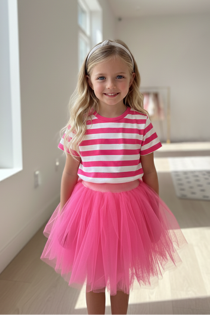 Girls Cartwheel Airy Unlined Tutu Skirt Hot Pink