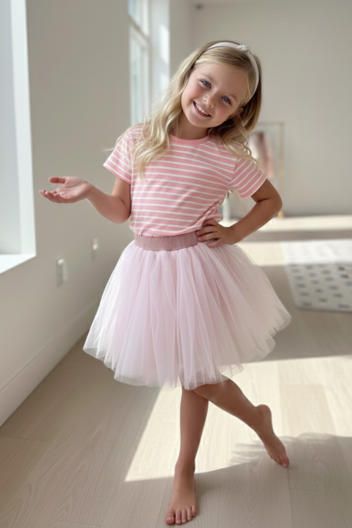 Girls Cartwheel Airy Unlined Tutu Skirt Baby Pink