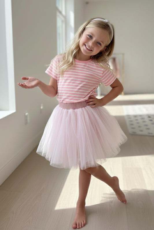 Girls Cartwheel Airy Unlined Tutu Skirt Baby Pink