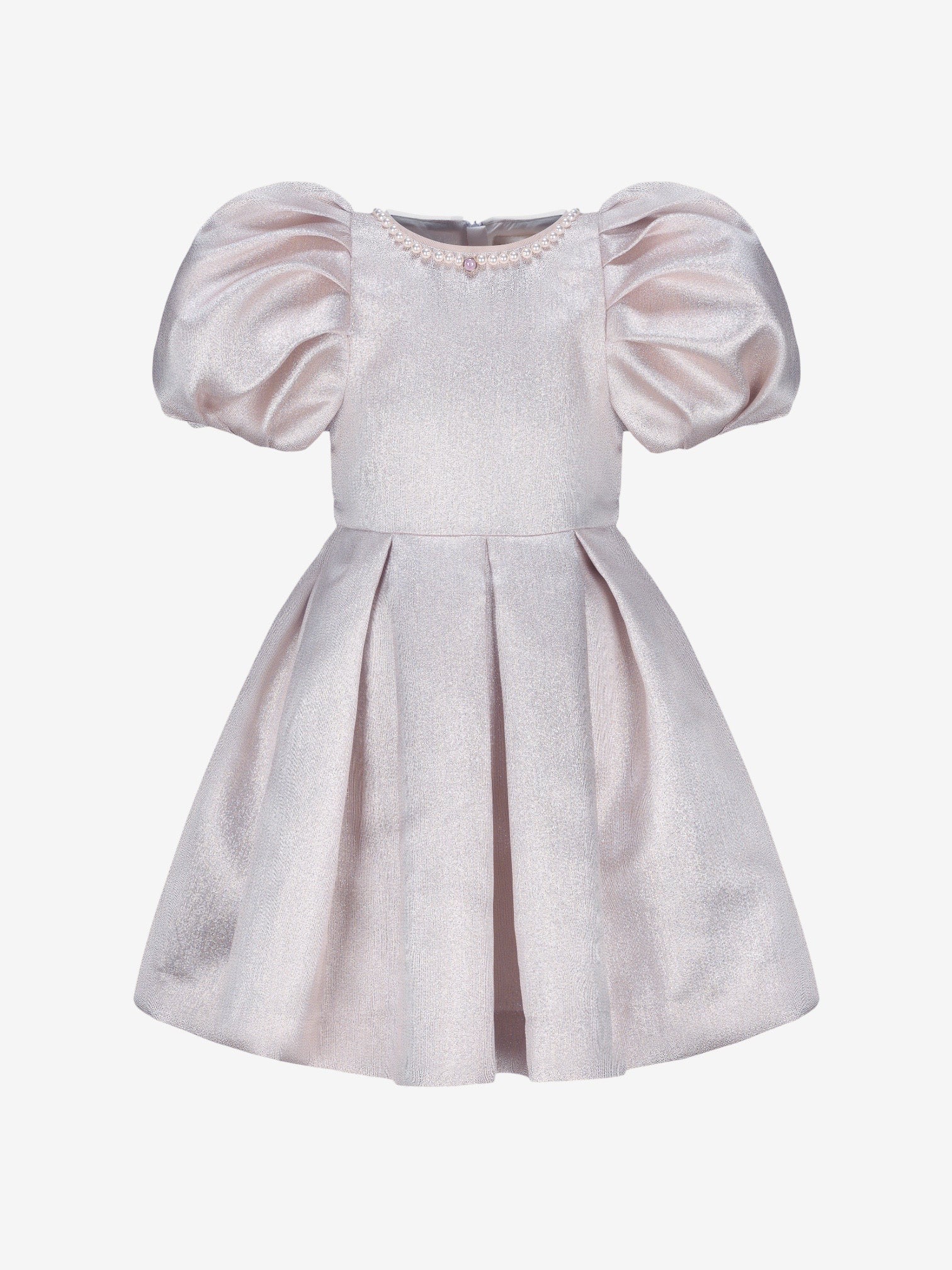 Girls Aurora Puff Sleeve Dress With Pearls