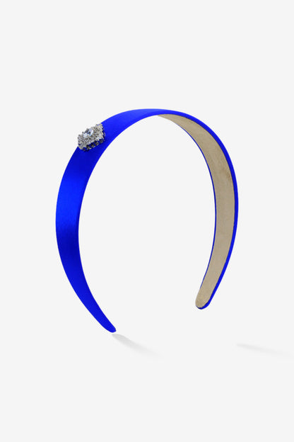 Girls Crystal Mulberry Silk Hairband Klein Blue