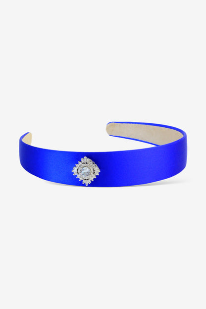Girls Crystal Mulberry Silk Hairband Klein Blue