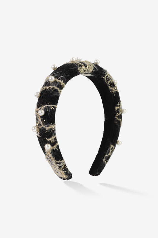 Girls Sonata Pearl Tweed Black Hairband