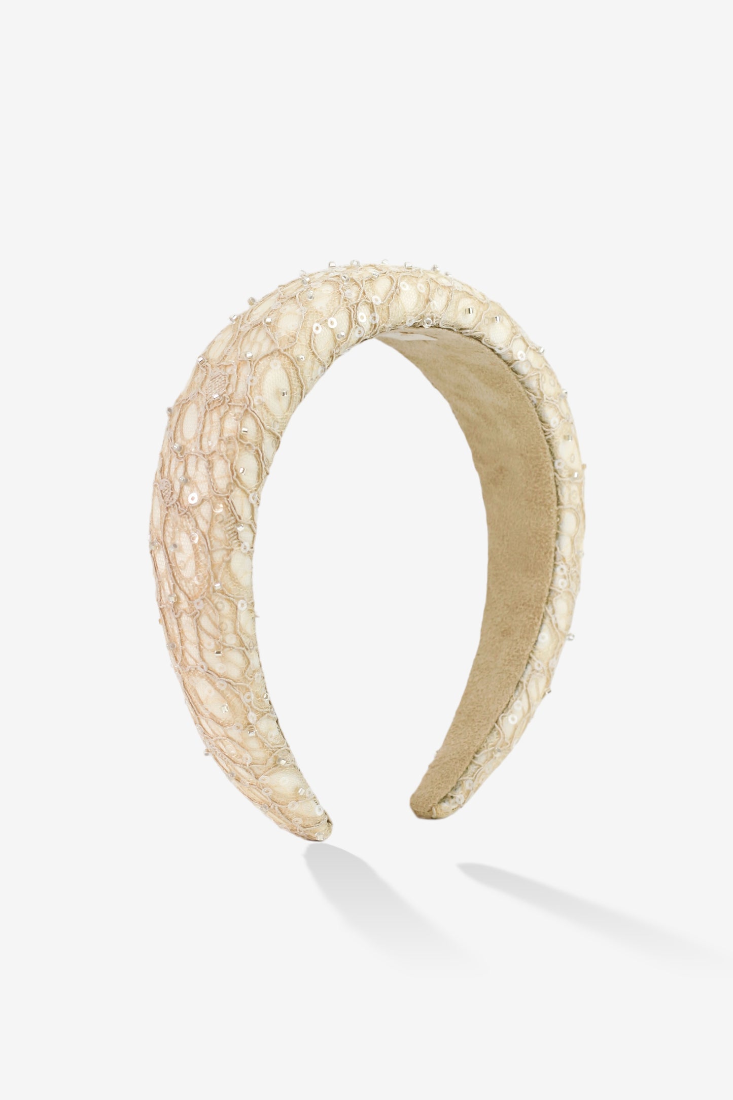 Girls Sonata Lace Beaded Beige Hairband