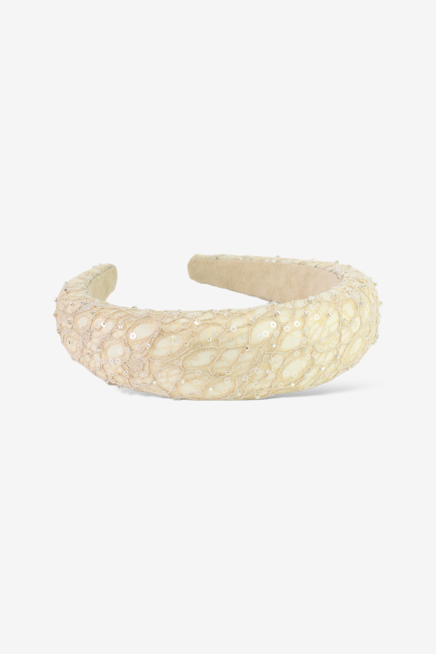 Girls Sonata Lace Beaded Beige Hairband