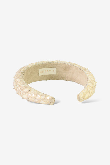 Girls Sonata Lace Beaded Beige Hairband