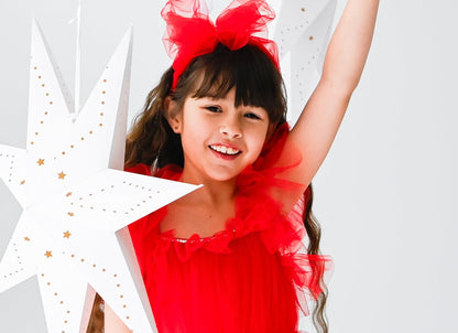 Girls Red Tutu Dress With Crystal Chain