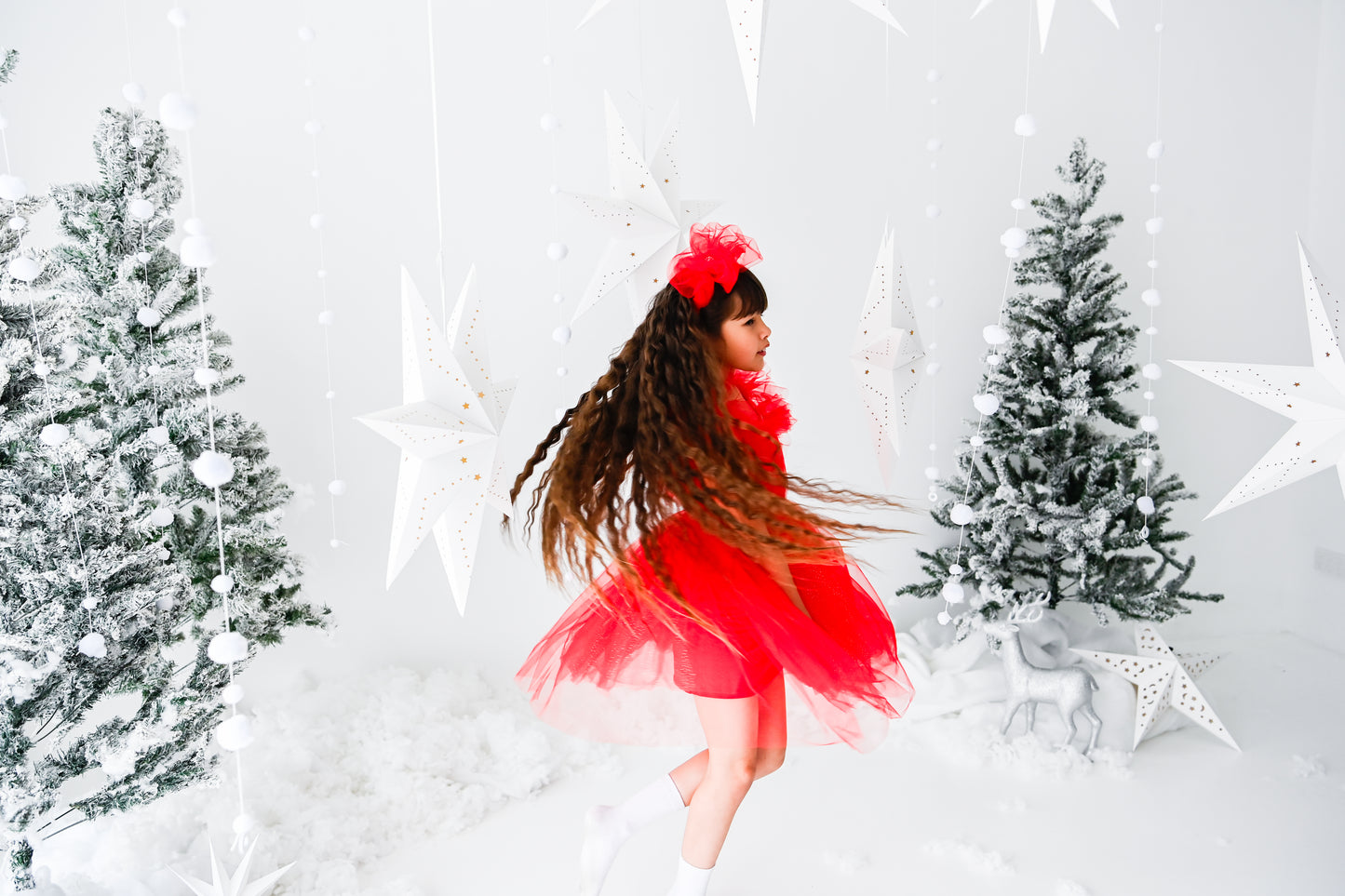 Girls Red Tutu Dress With Crystal Chain