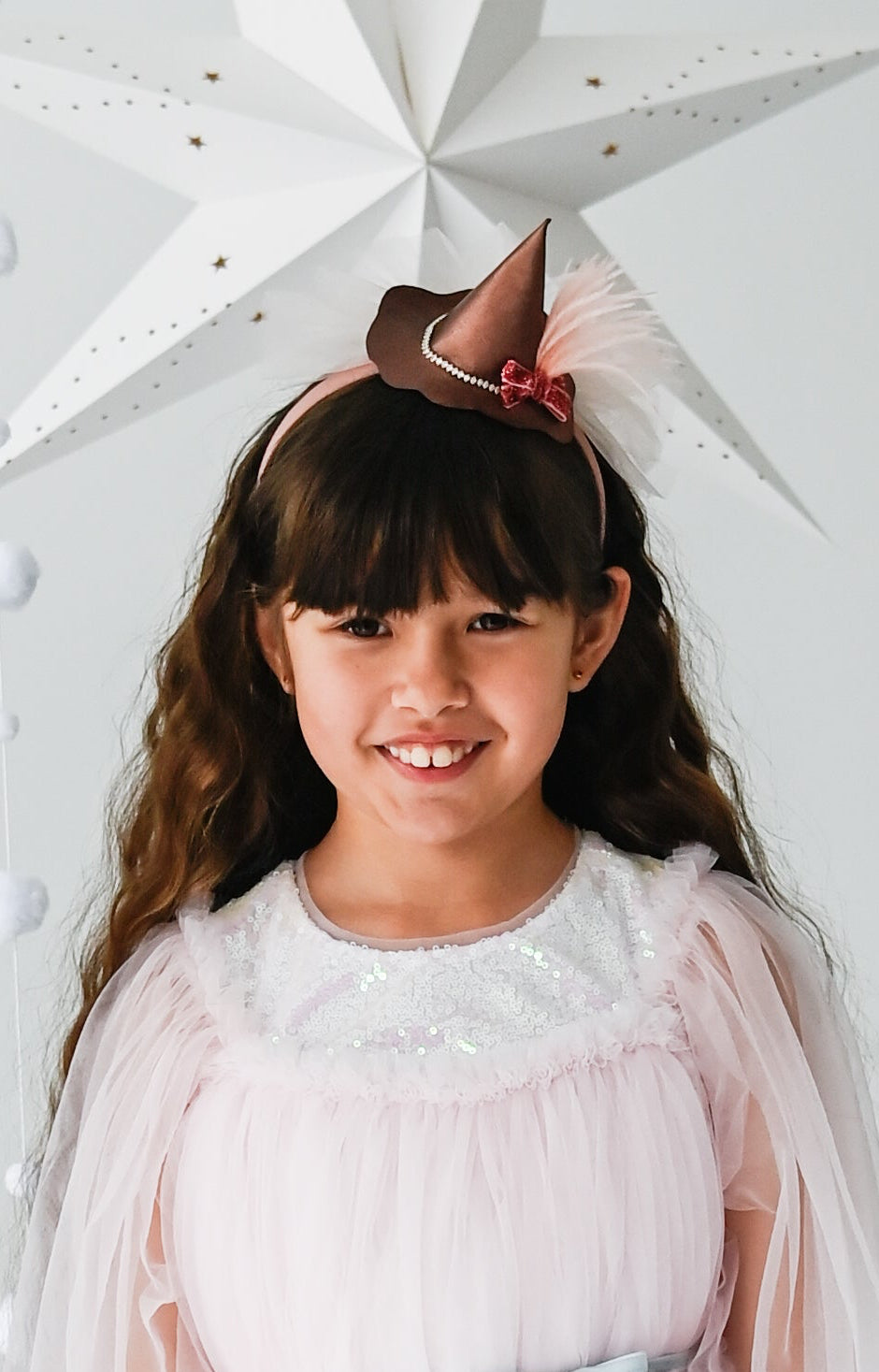 Crystal Party Hat Silk Hairband With Feather