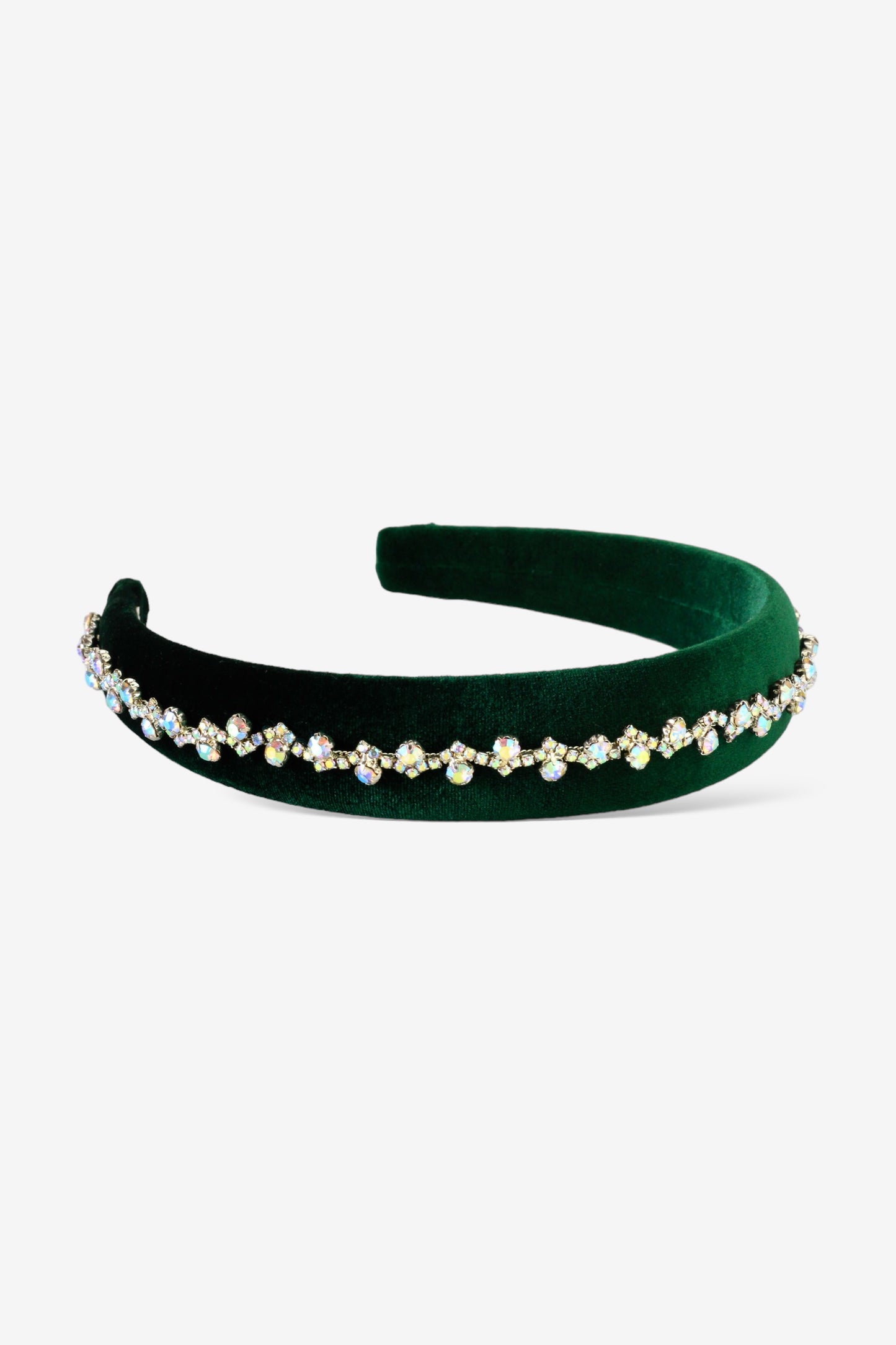 Girls Velvet Crystal Green Hairband