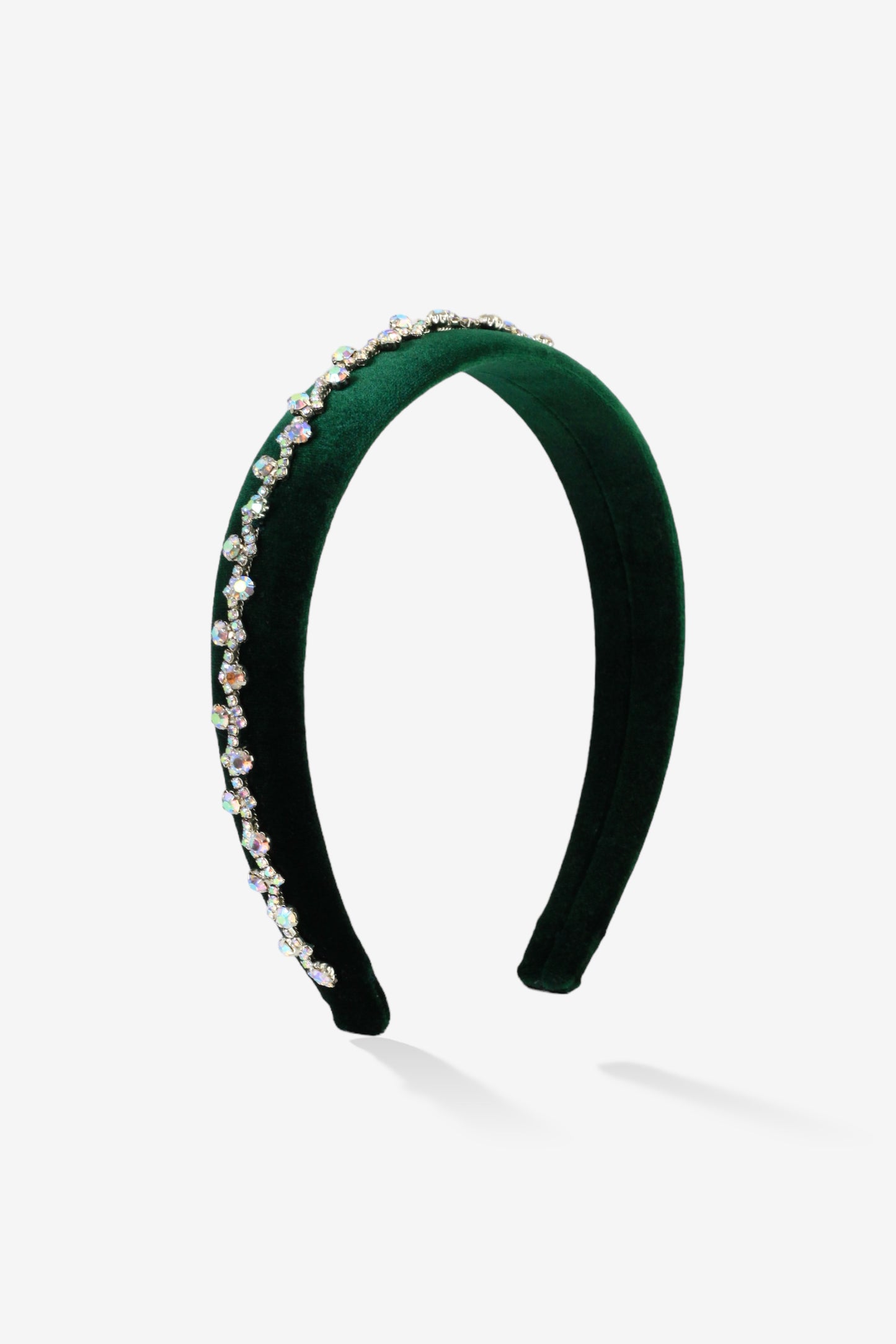 Girls Velvet Crystal Green Hairband
