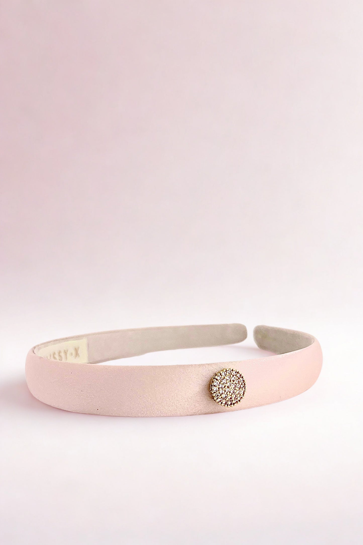 Girls Crystal Mulberry Silk Hairband Baby Pink