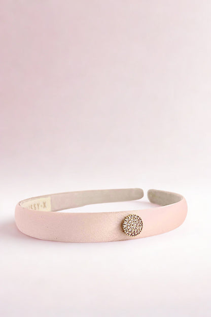 Girls Crystal Mulberry Silk Hairband Baby Pink
