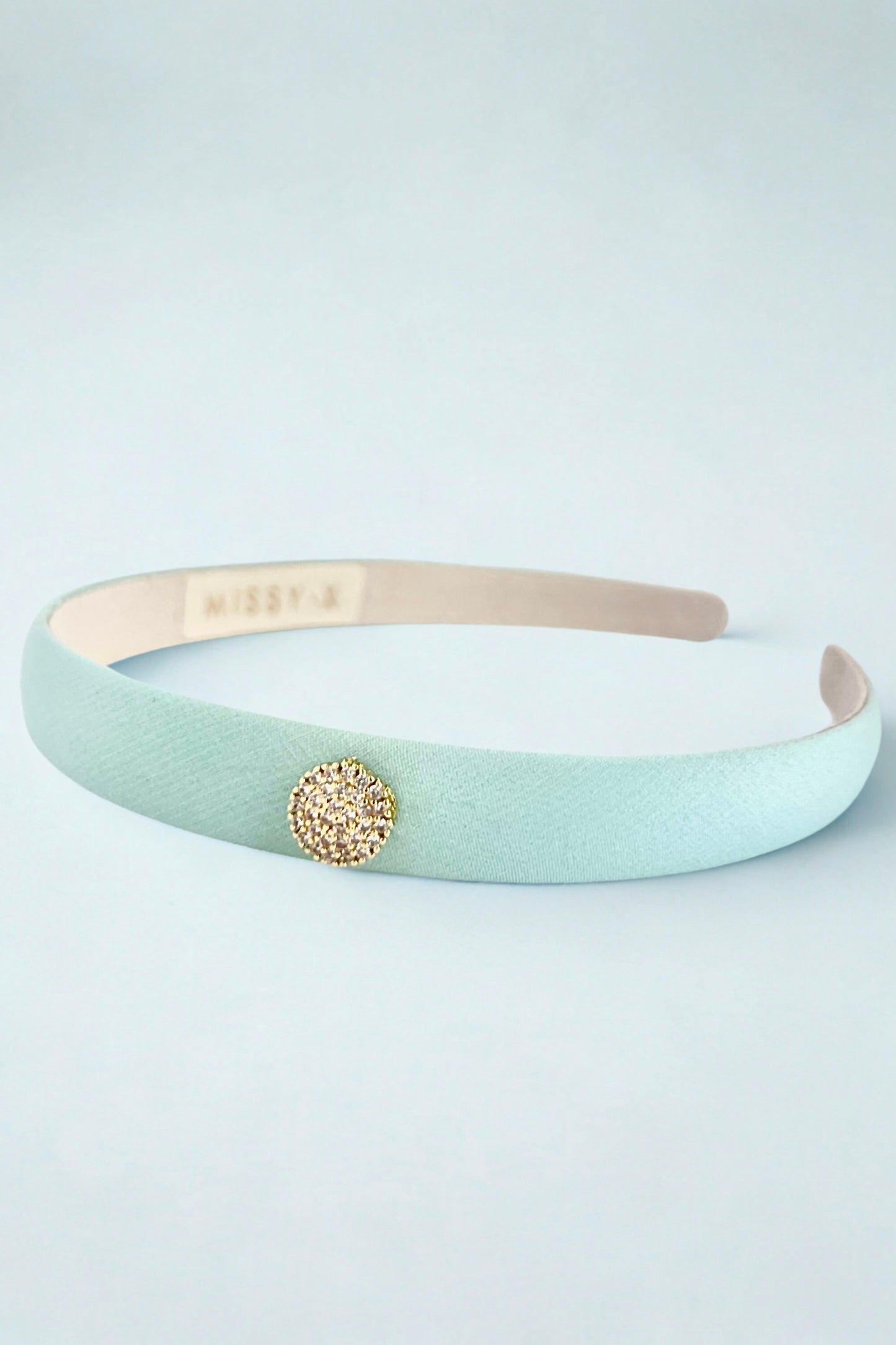 Girls Crystal Mulberry Silk Hairband Aqua