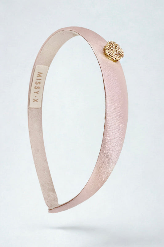 Girls Crystal Mulberry Silk Hairband Baby Pink
